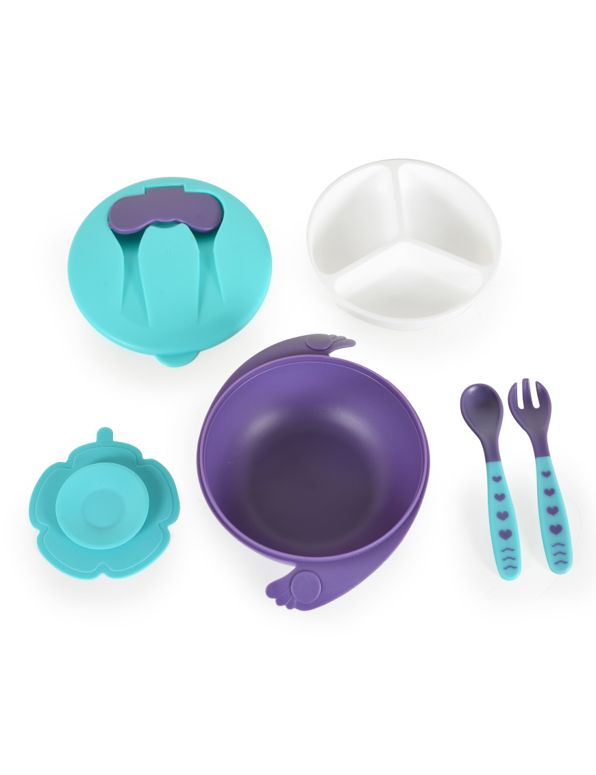 Купа с лъжица и вилица Jelly син F1730