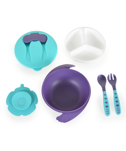 Купа с лъжица и вилица Jelly син F1730