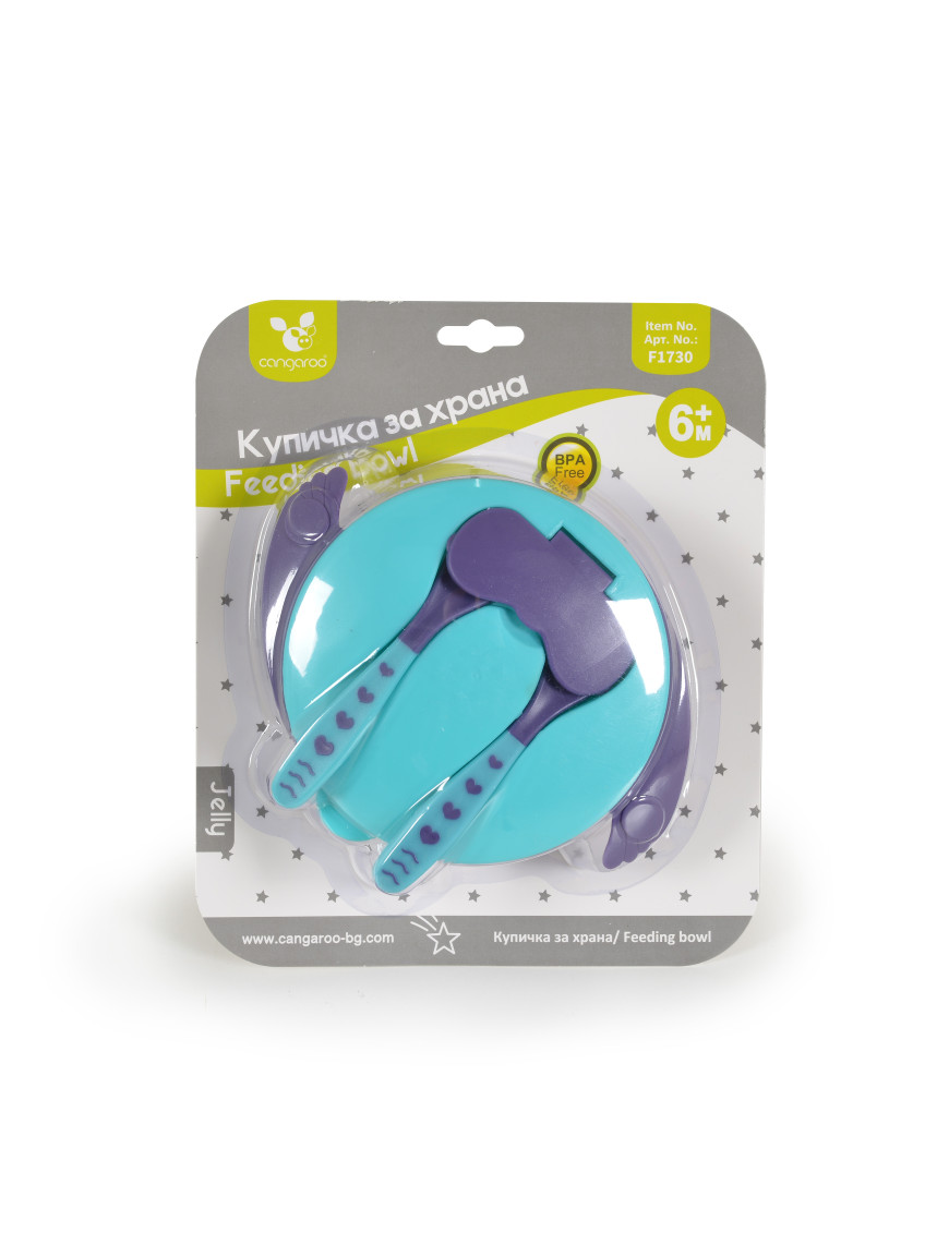 Купа с лъжица и вилица Jelly син F1730