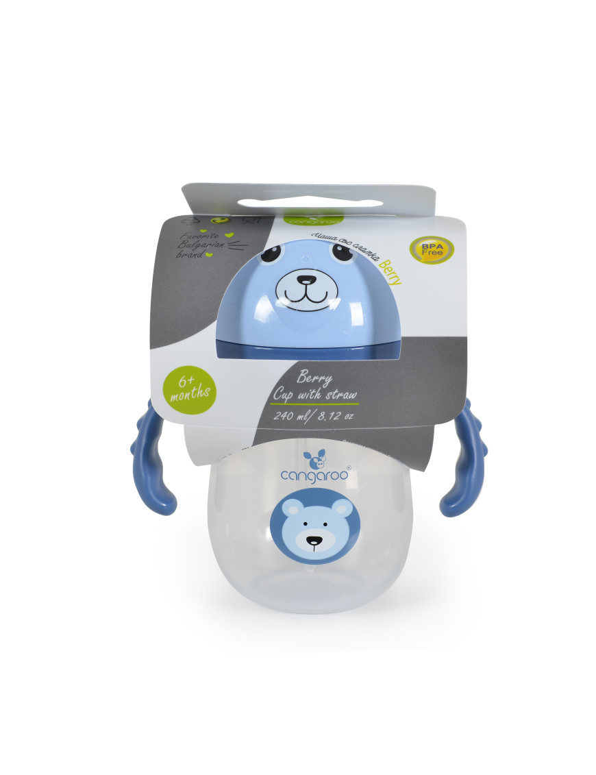 Чаша със сламка 240ml Berry син C0586