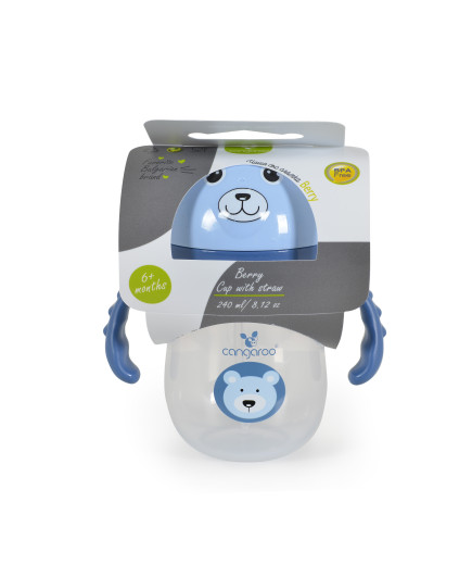 Чаша със сламка 240ml Berry син C0586