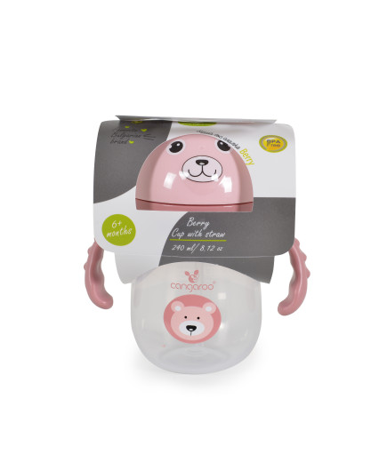 Чаша със сламка 240ml Berry розов C0586