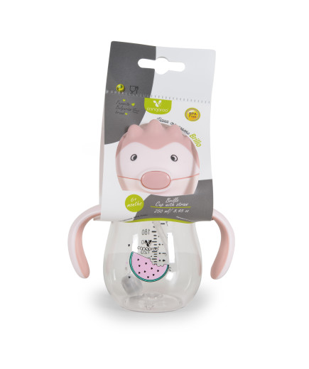 Чаша със Сламка 250ml Brillo розов A0033