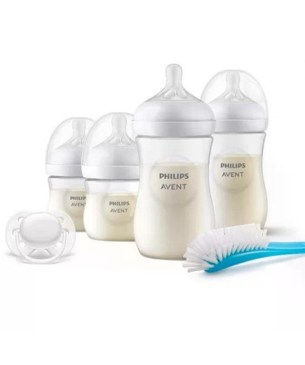 Комплект за новородено Philips AVENT SCD838/11 с 4 шишета за хранене Natural Response с биберони без протичане, залъгалка Ultra 