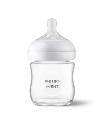 Стъклено шише за хранене Natural Response 120 мл с биберон без протичане Natural Response Поток 2, 0м+, Philips AVENT SCY930/01
