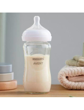 Стъклено шише за хранене Natural Response 240 мл с... 2