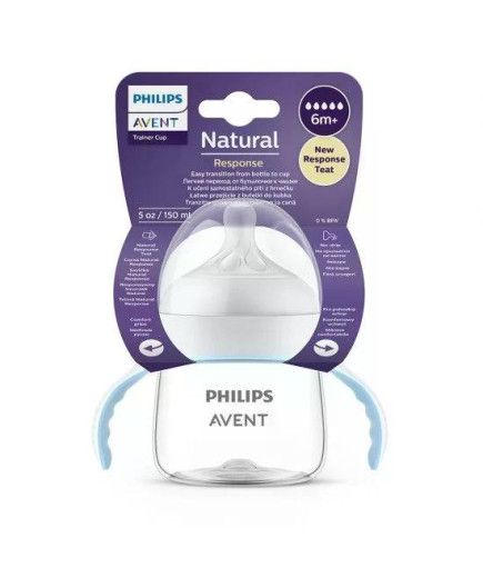 Philips Avent SCF263/61 Тренировъчно шише Natural Response за преход към чаша с дръжки 150мл с биберон без протичане Поток 5, 6м