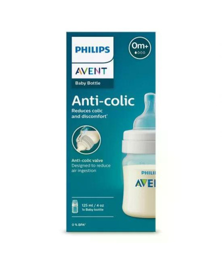 Шише за хранене Anti-Colic 125 мл, с биберон със сила на потока 1, 0м+ Philips AVENT SCY100/01