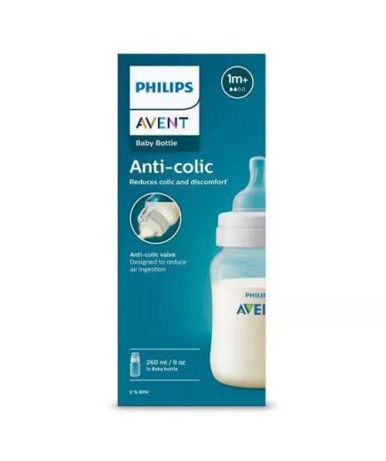 Шише за хранене Anti-Colic 260 мл, с биберон със сила на потока 2, 1м+ Philips AVENT SCY103/01
