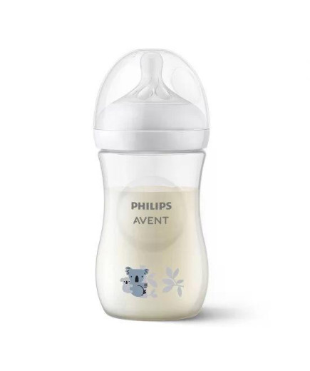 Шише за хранене Natural Response 260 мл с биберон без протичане Natural Response Поток 3, 1м+, с картинка Коала, Philips AVENT S
