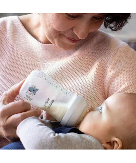 Шише за хранене Natural Response 260 мл с биберон без протичане Natural Response Поток 3, 1м+, с картинка Коала, Philips AVENT S