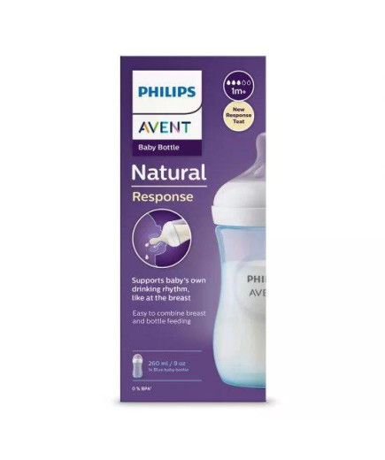 Шише за хранене Natural Response 260 мл с биберон без протичане Natural Response Поток 3, 1м+, Philips AVENT SCY903/21