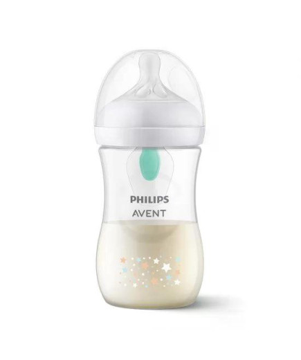 Шише за хранене Natural Response с клапа AirFree 260 мл с биберон без протичане Natural Response Поток 3, с картинки Звезди и Ме