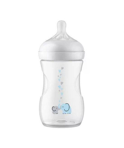 Шише за хранене Natural Response с клапа AirFree 260 мл с биберон без протичане Natural Response Поток 3, с картинкa Слончета, 1