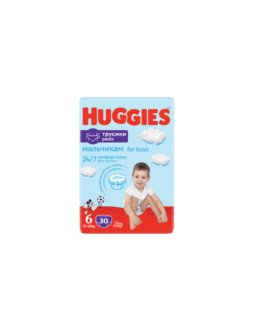 Huggies Бебешки пелени гащички Disney Boy 6, 15-25кг, 30 бр.