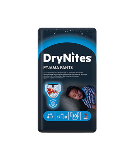 Huggies Dry Nites Нощни пелени - гащички за момче 4-7г, 17-30кг, 10бр.
