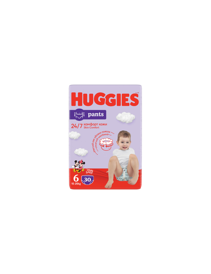 Huggies Бебешки пелени гащички 6, 15-25кг, 30 бр.