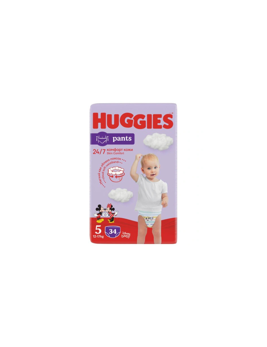 Huggies Бебешки пелени гащички 5, 12-17кг, 34 бр.