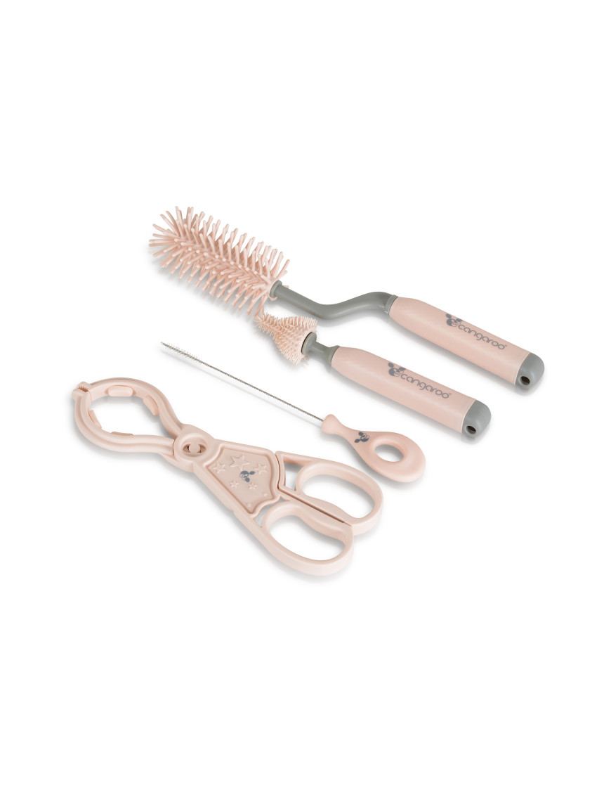 К-кт четки и щипки за бебешки шишета розов