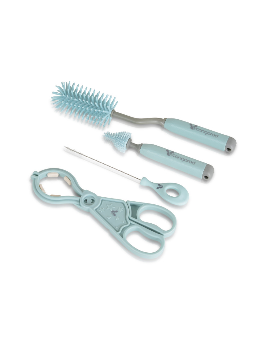 К-кт четки и щипки за бебешки шишета син