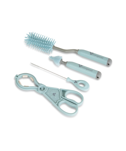 К-кт четки и щипки за бебешки шишета син