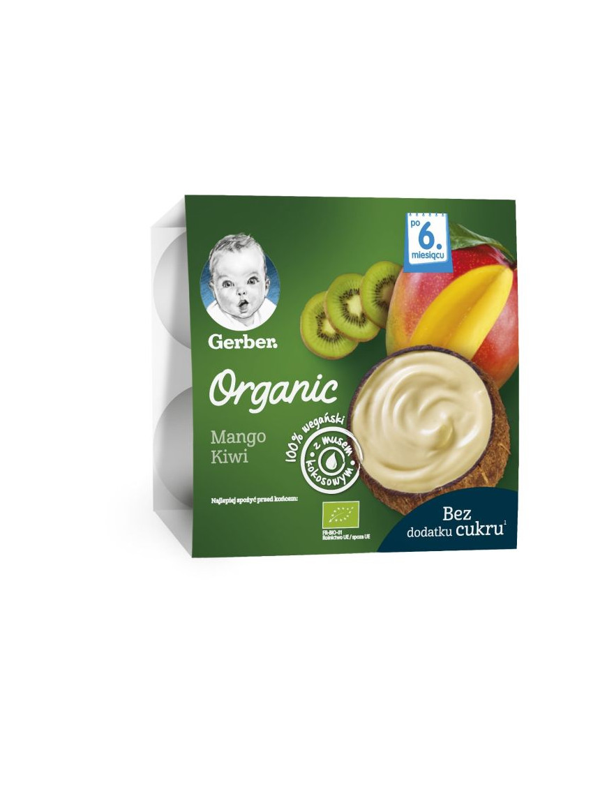 Gerber® Organic, Десерт, Манго, киви и кокос, от 6-ия месец, 360г(4бр. в опаковка)