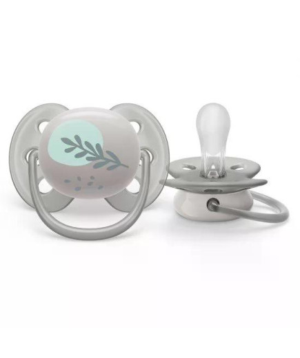 Комплект от 2 бр. ортодонтични залъгалки Philips AVENT SCF091/15 Ultra Soft 6-18м, сини с декорация Пиле и Перо, в кутия за стер