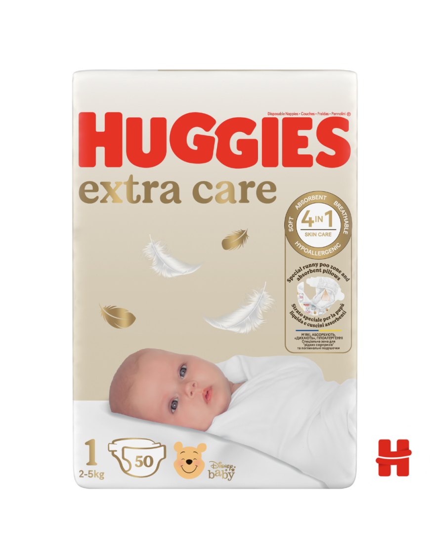 Huggies Бебешки пелени Elite Soft 1, 3-5кг, 50бр.