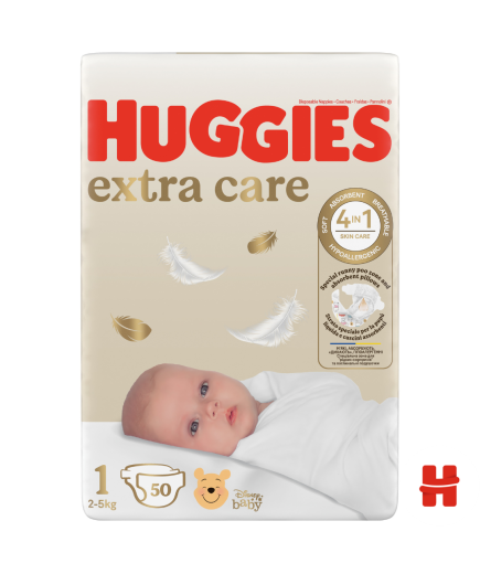Huggies Бебешки пелени Extra Care 1, 3-5кг, 50бр.