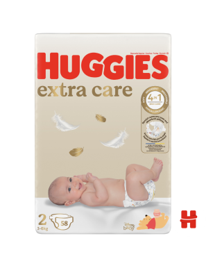 Huggies Бебешки пелени Extra Care 2, 3-6кг, 58 бр.