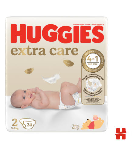 Huggies Бебешки пелени Extra Care 2, 3-6кг, 24 бр.