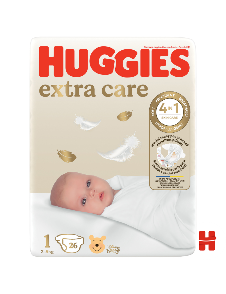 Huggies Бебешки пелени Elite Soft 1, 3-5кг 26 бр.