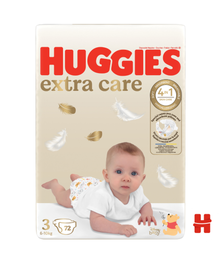 Huggies Бебешки пелени Extra Care 3, 5-9кг, 72 бр.