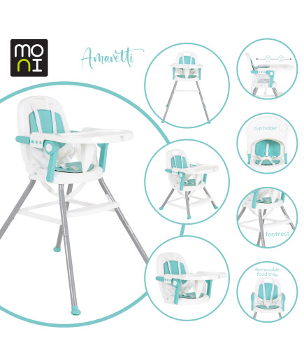 Детски стол за хранене Amaretti 3в1 мента