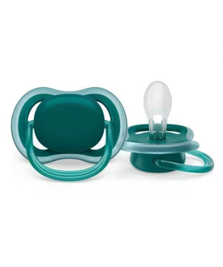 Комплект 2 бр. ортодонтични залъгалки Philips AVENT Ultra Air SCF085/31 с кутия за стерилизиране, неутрални без декорация, 6-18м