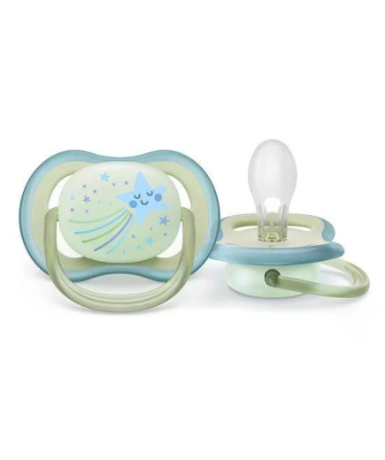 Комплект 2 бр. светещи в тъмното ортодонтични залъгалки Philips Avent SCF0376/18 Ultra Air Night 0-6м с декорация Звезда и Сова,