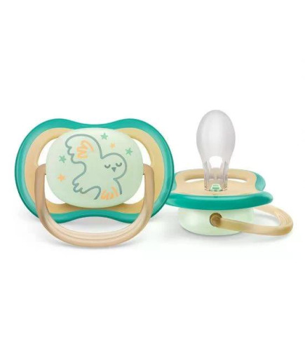 Комплект 2 бр. светещи в тъмното ортодонтични залъгалки Philips Avent SCF0376/18 Ultra Air Night 0-6м с декорация Звезда и Сова,
