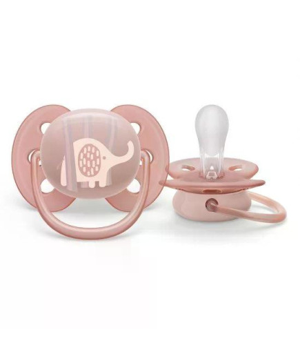 Комплект от 2 бр. ортодонтични залъгалки Philips AVENT SCF091/09 Ultra Soft 0-6м, с декорация Слонче и Палми, в кутия за стерили