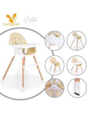 Дървен стол за хранене Gelato 2в1 бежов