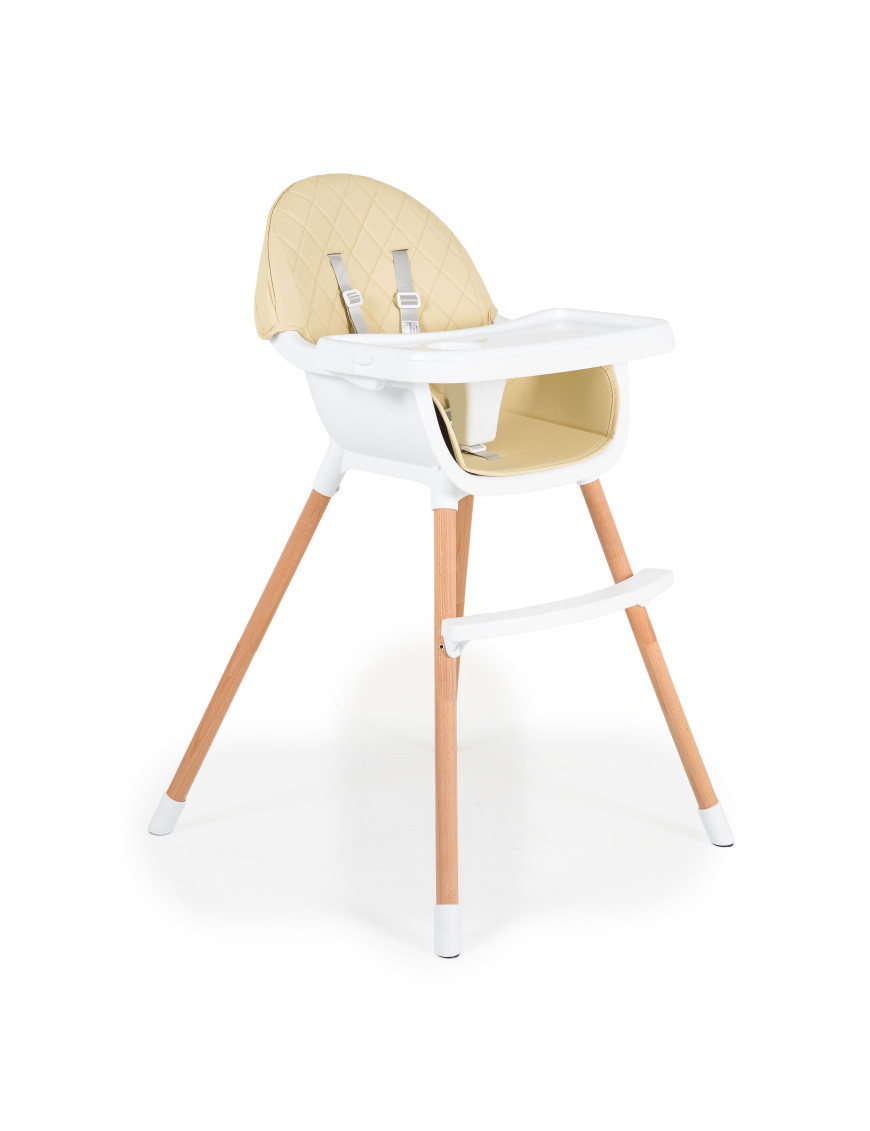 Дървен стол за хранене Gelato 2в1 бежов