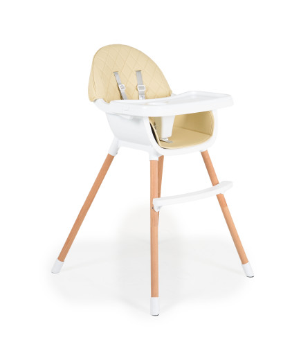 Дървен стол за хранене Gelato 2в1 бежов