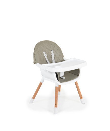 Дървен стол за хранене Gelato 2в1 сив