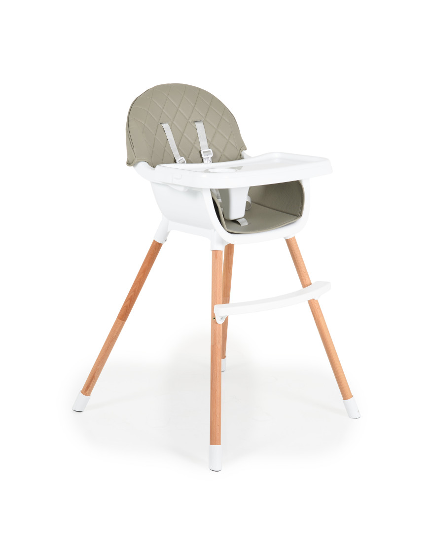 Дървен стол за хранене Gelato 2в1 сив