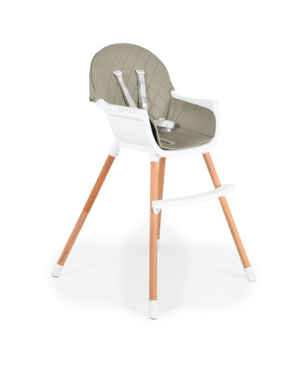 Дървен стол за хранене Gelato 2в1 сив