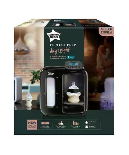 Уред за приготвяне на адаптирано мляко Tommee Tippee Perfect Prep Day & Night с дигитален дисплей и мека нощна светлина, включен
