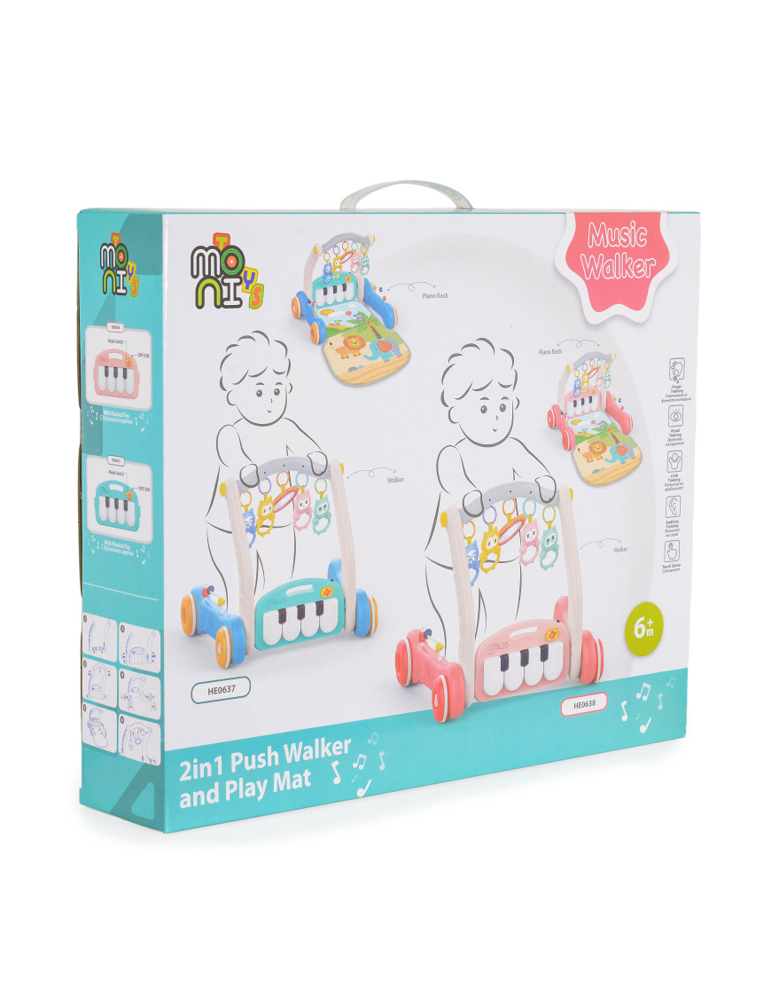 Играчка за прохождане 2в1 Piano blue HE0637