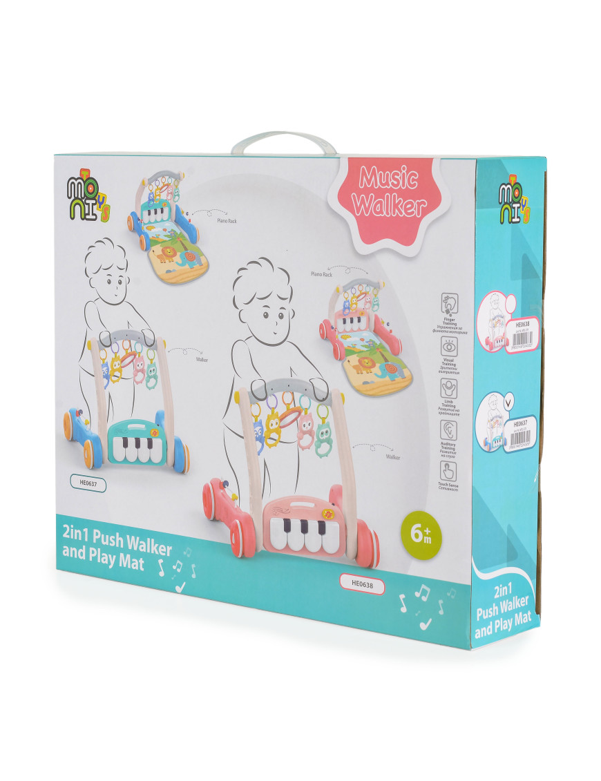 Играчка за прохождане 2в1 Piano blue HE0637