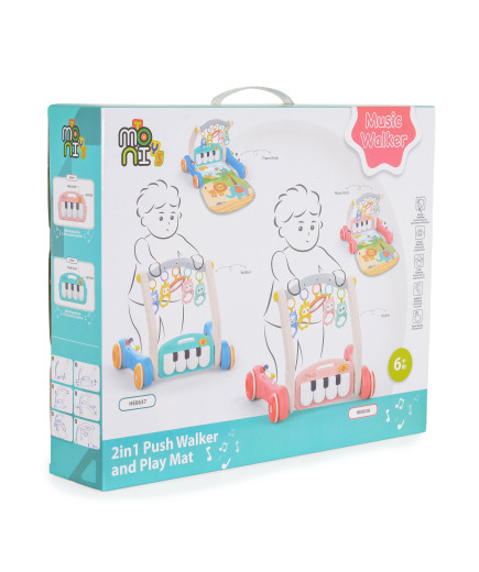 Играчка за прохождане 2в1 Piano pink HE0638