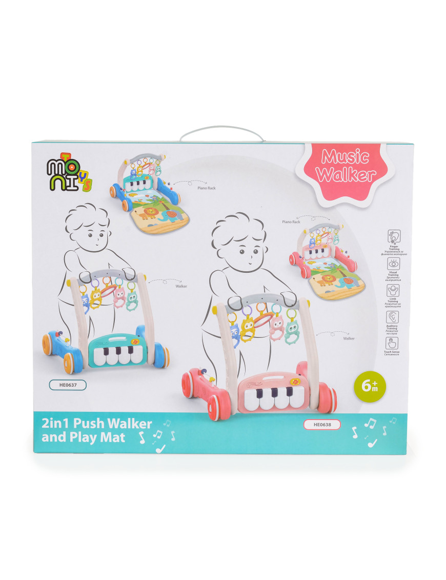 Играчка за прохождане 2в1 Piano pink HE0638