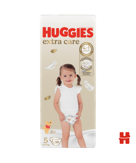 Huggies Бебешки пелени Extra Care 5, 12-22кг, 50 бр.